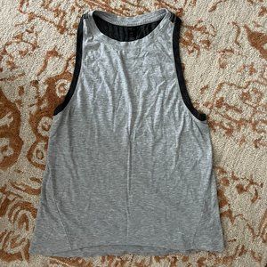 EUC Yogalicious Heather Gray Racerback Workout Tank with Black Accent Sz S